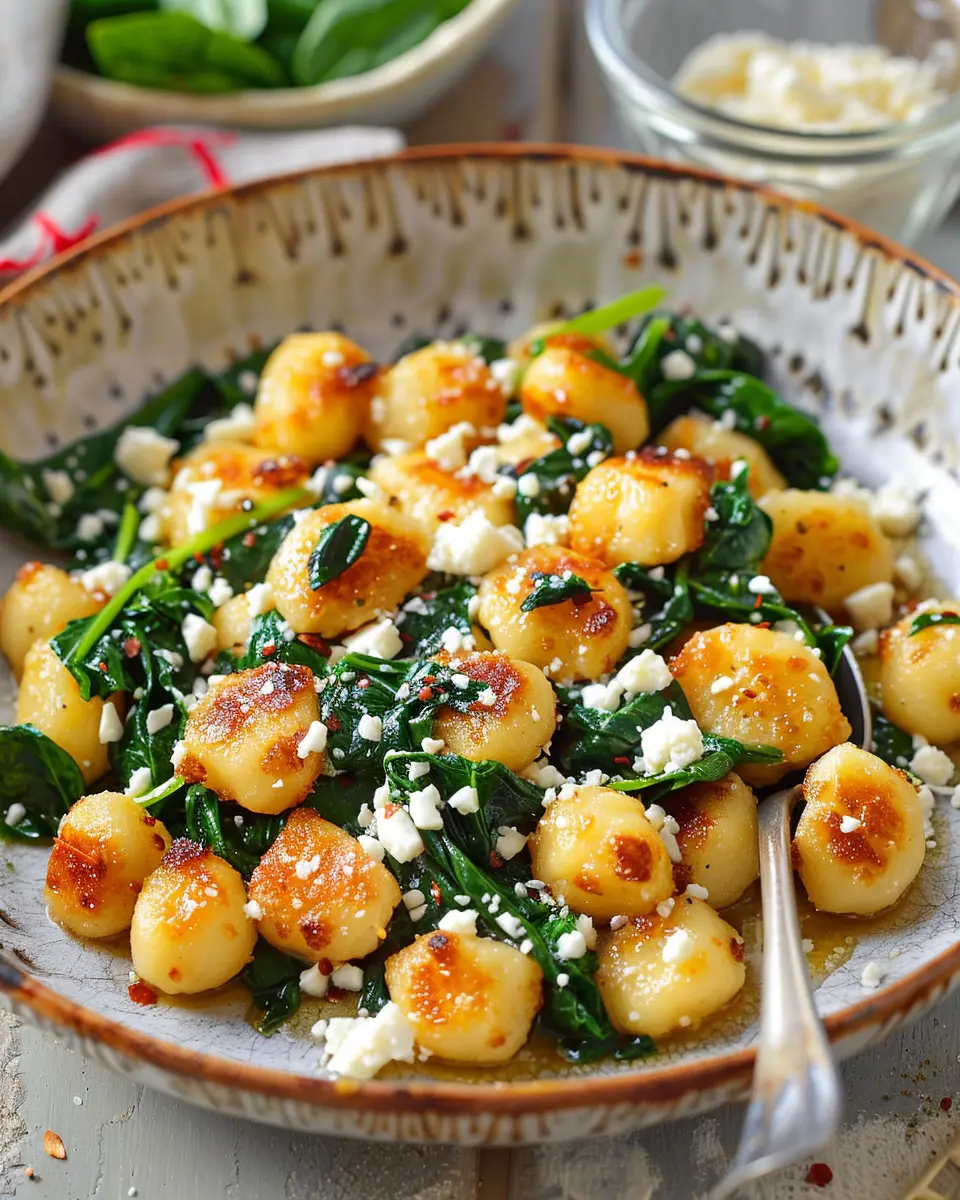 Crispy Gnocchi With Spinach And Feta