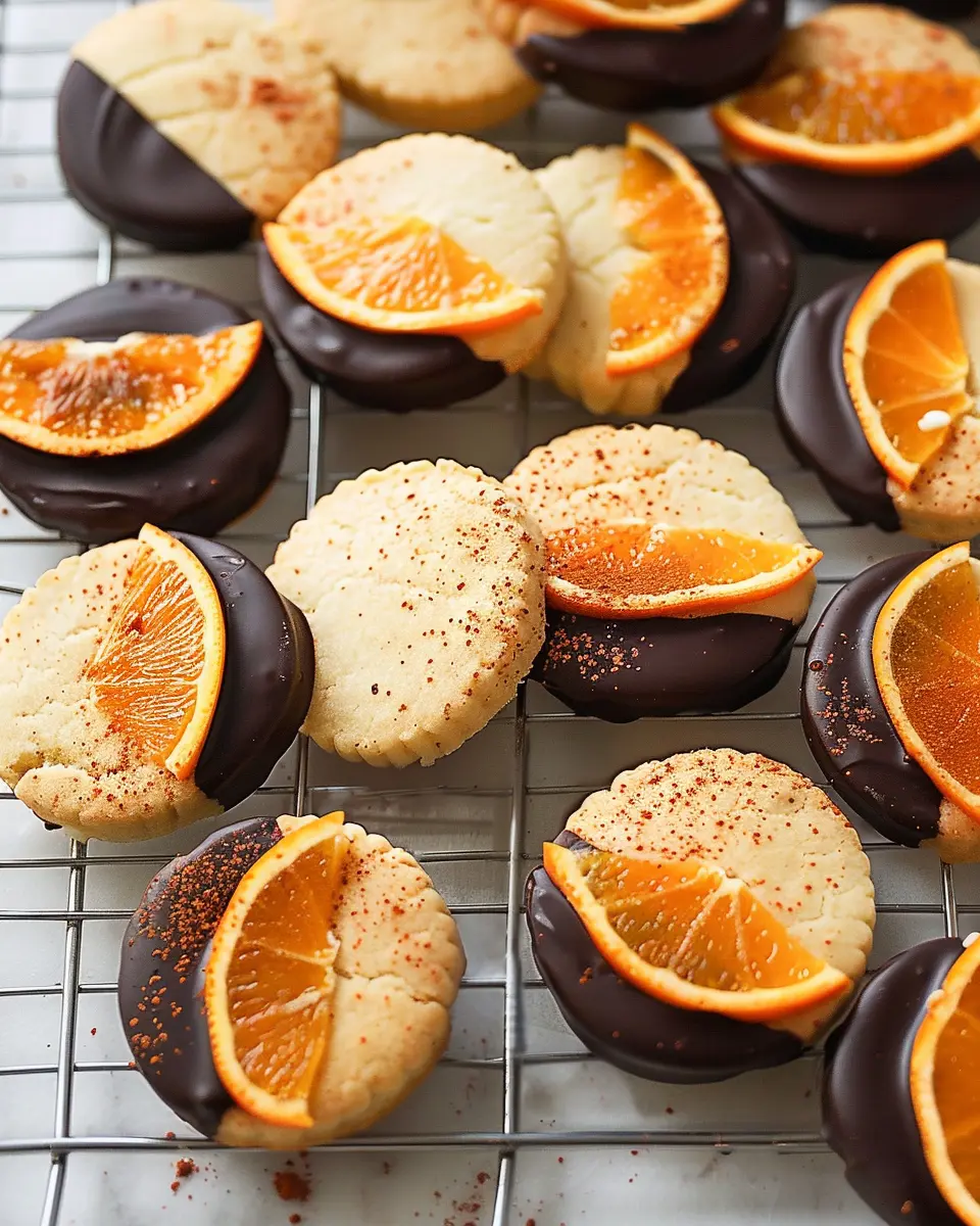 Chocolate Dipped Orange Shortbread Cookies