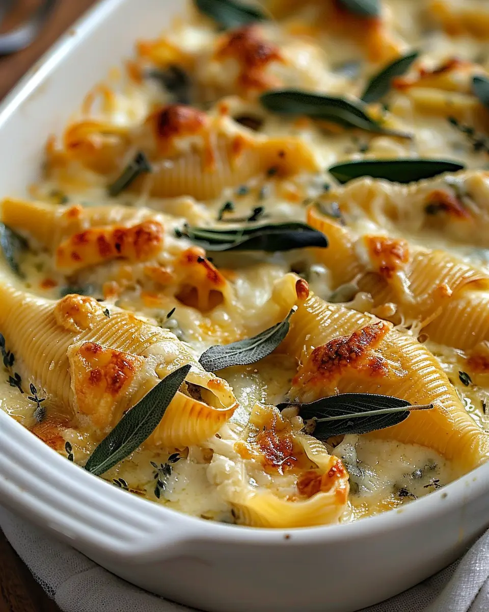 Pumpkin & Gouda Stuffed Shells With Brown Butter & Sage Alfredo Sauce