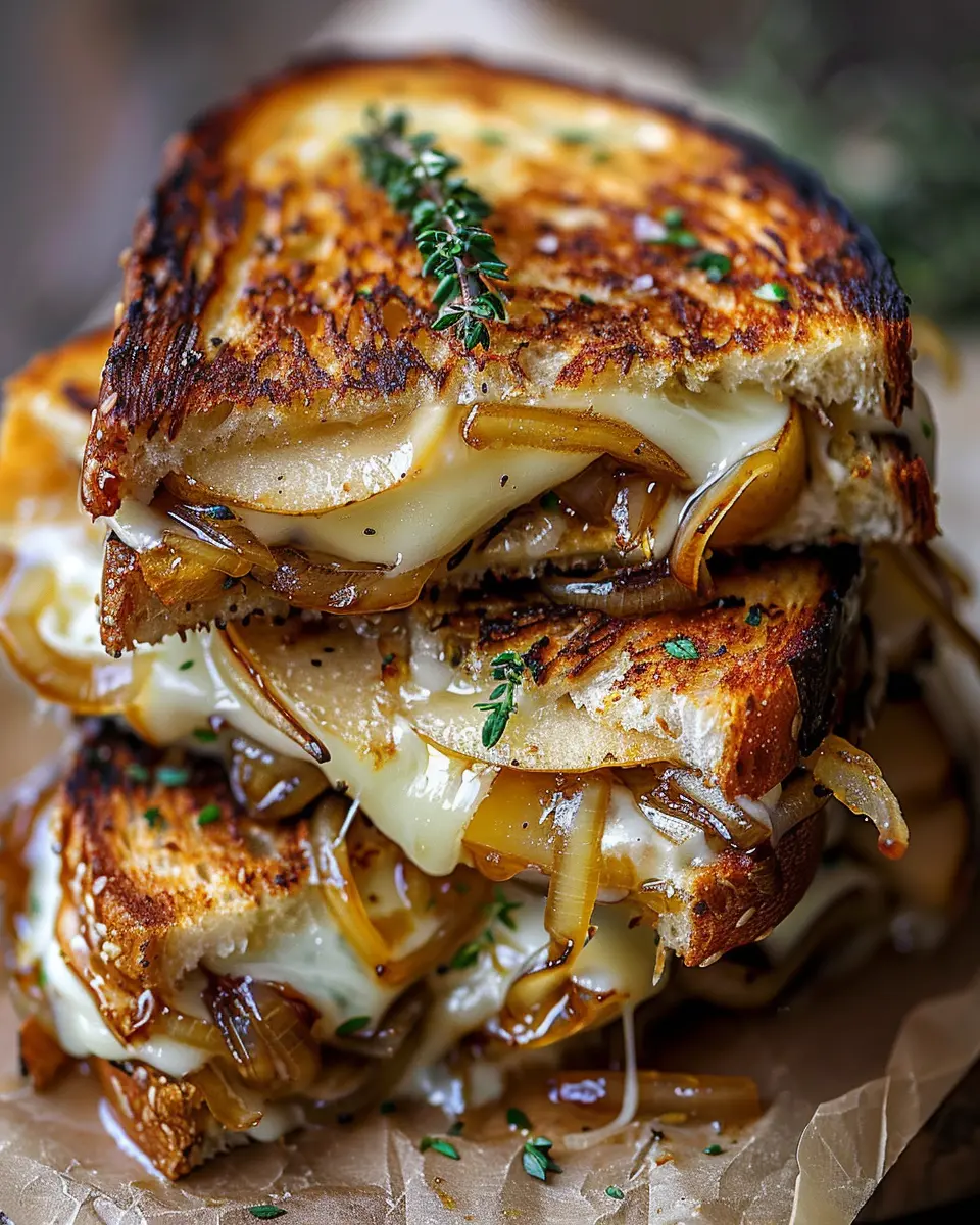 Pear & Apple Grilled Cheese With Caramelized Onions