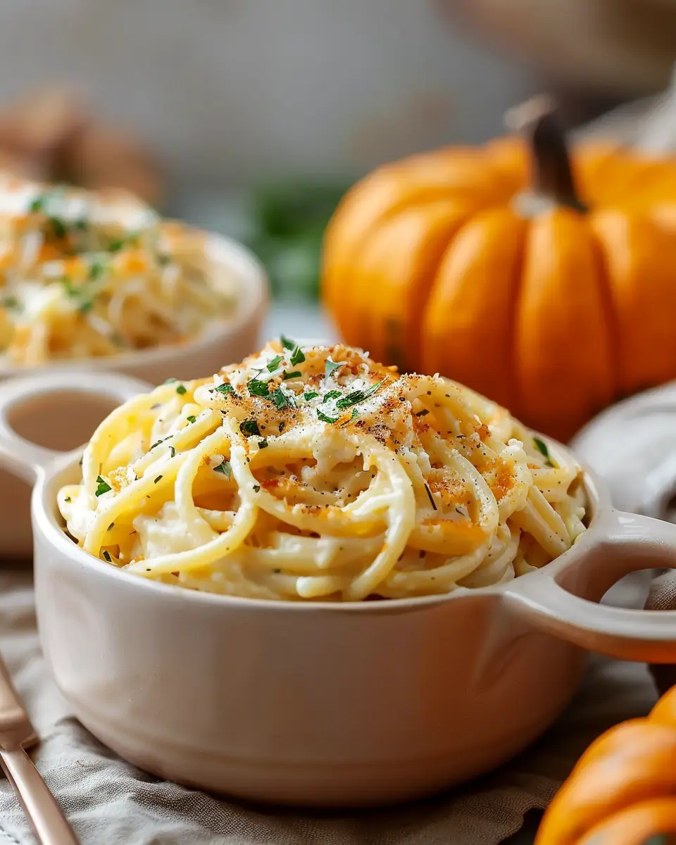 Pumpkin Alfredo Pasta Cauldrons