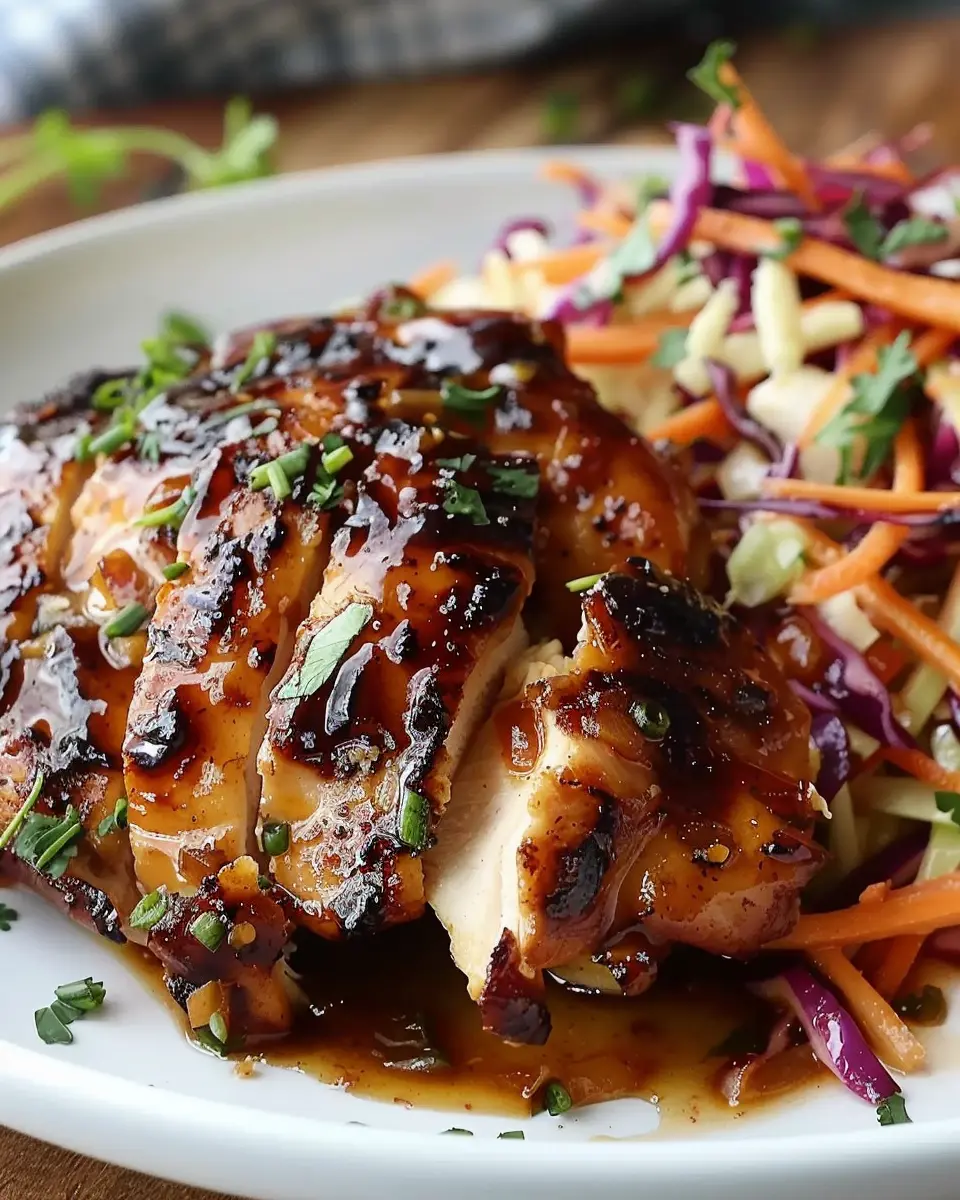 Sticky Apple Cider Chicken with Crisp Autumn Slaw