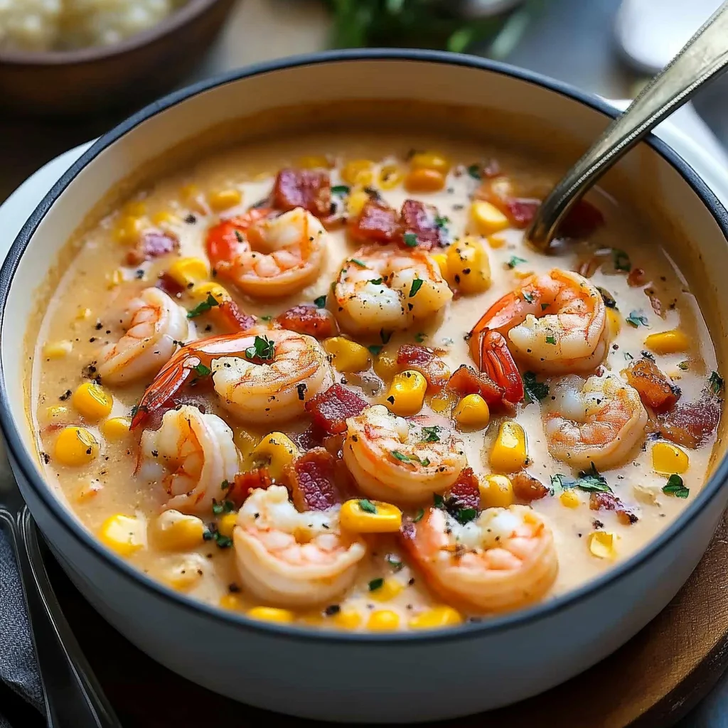  Hearty Turkey Bacon, Shrimp, and Corn Chowder