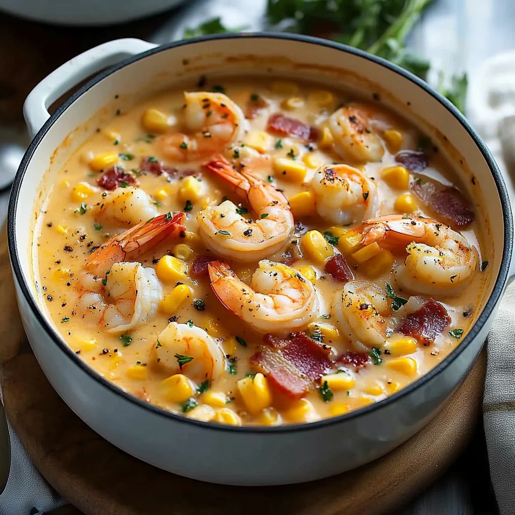 Hearty Turkey Bacon, Shrimp, and Corn Chowder