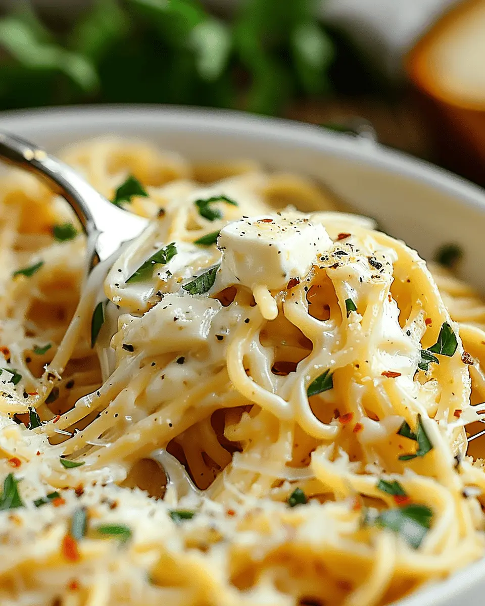 Cheesy garlic parmesan spaghetti and cream cheese
