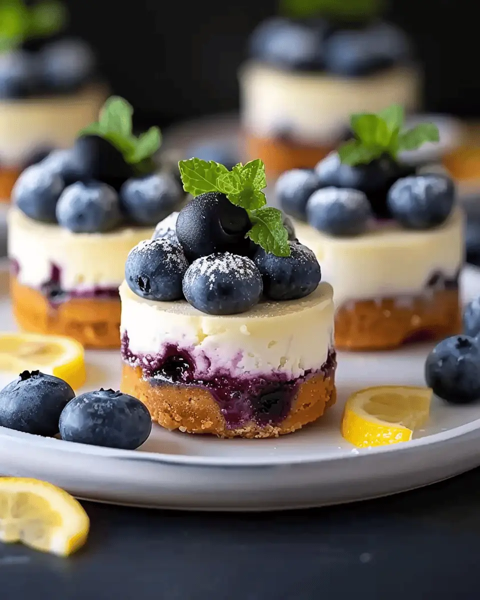 Mini Lemon Blueberry Cheesecakes