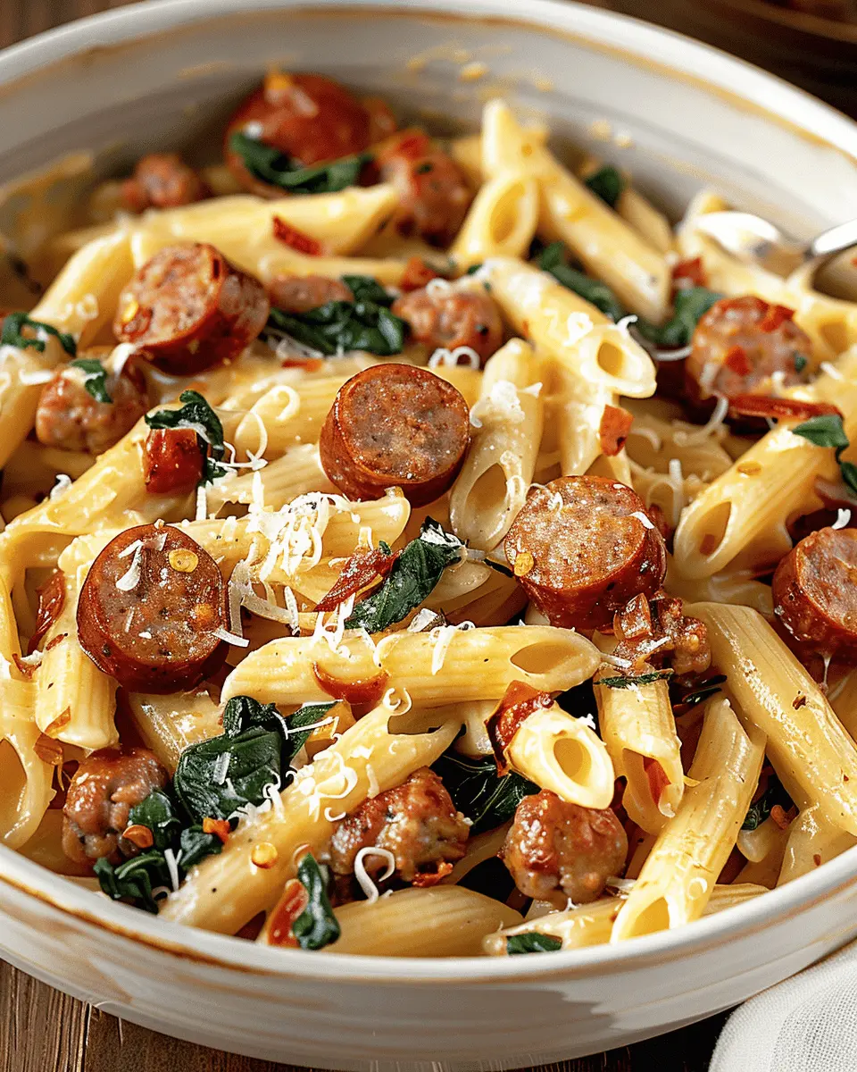 Tuscan Sausage Pasta in Creamy Sauce