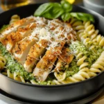 Pesto Pasta with Crispy Parmesan Chicken