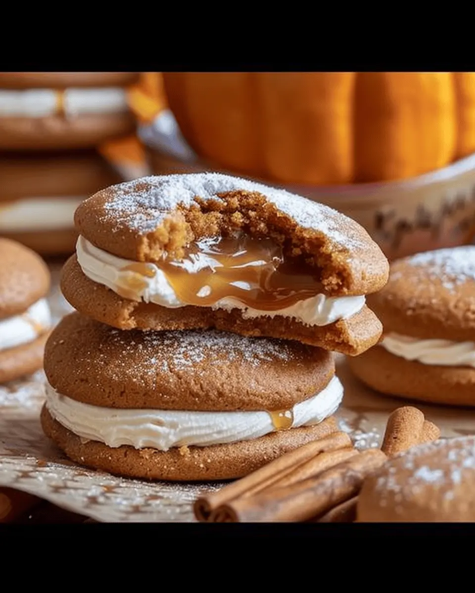 Apple Cider Whoopie Pie cookies with Caramel