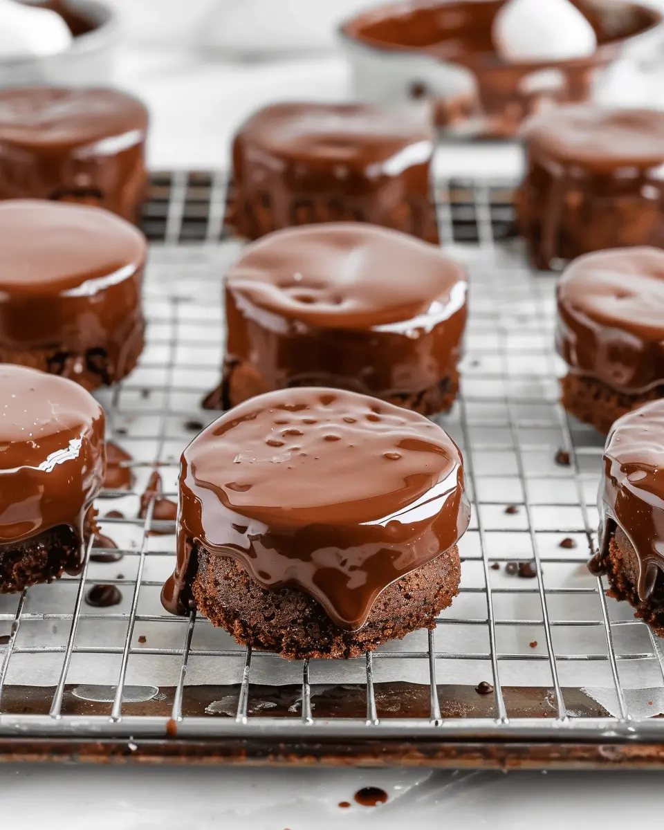 Mini Chocolate Cakes with Marshmallow Filling and Chocolate Coating