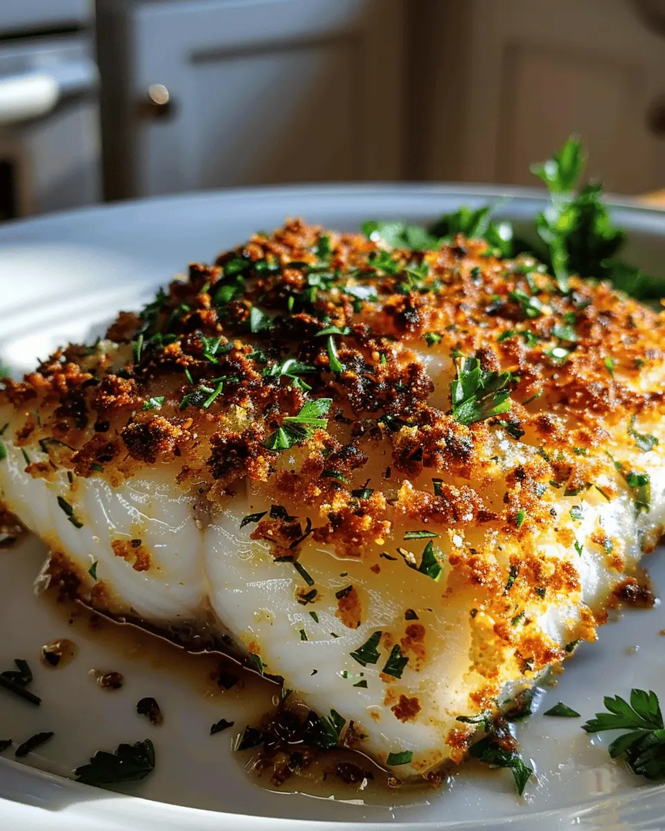 Garlic Parmesan Crusted Halibut