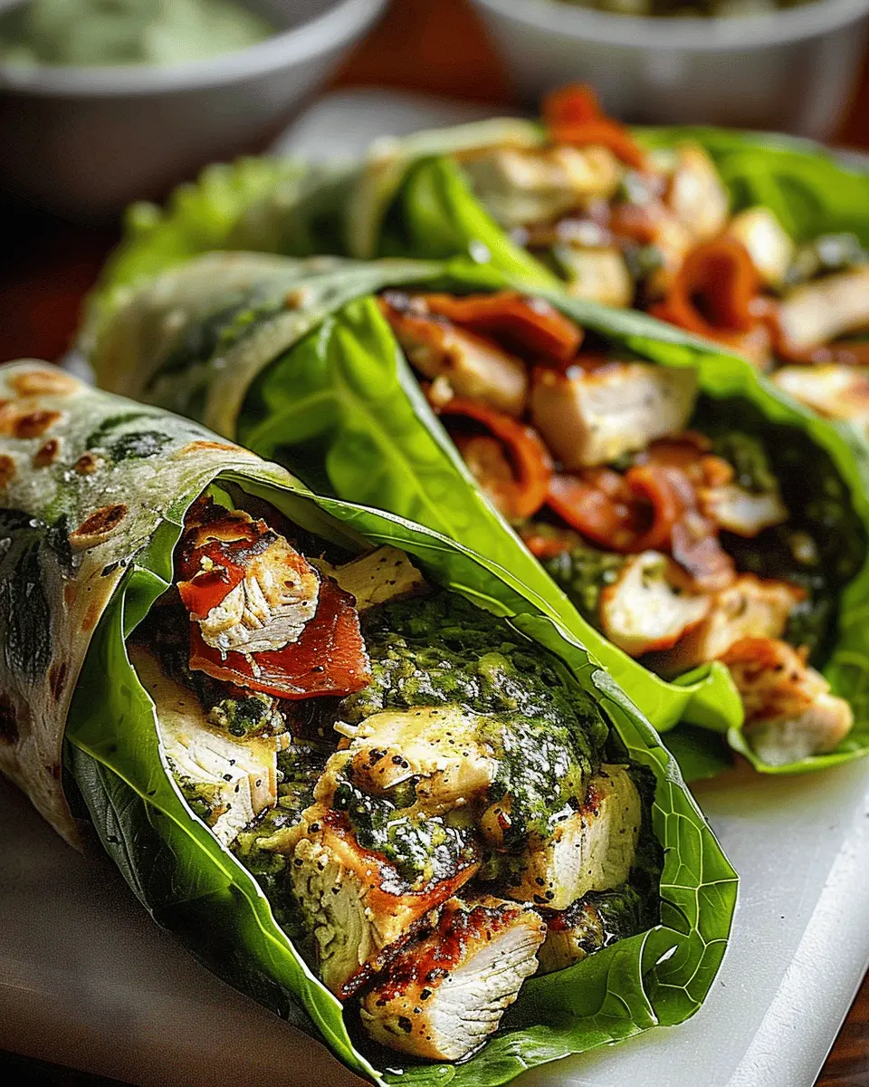 Pesto Chicken Lettuce Wraps