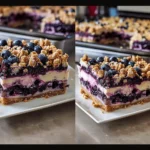 Blueberry Crisp Cheesecake Bars