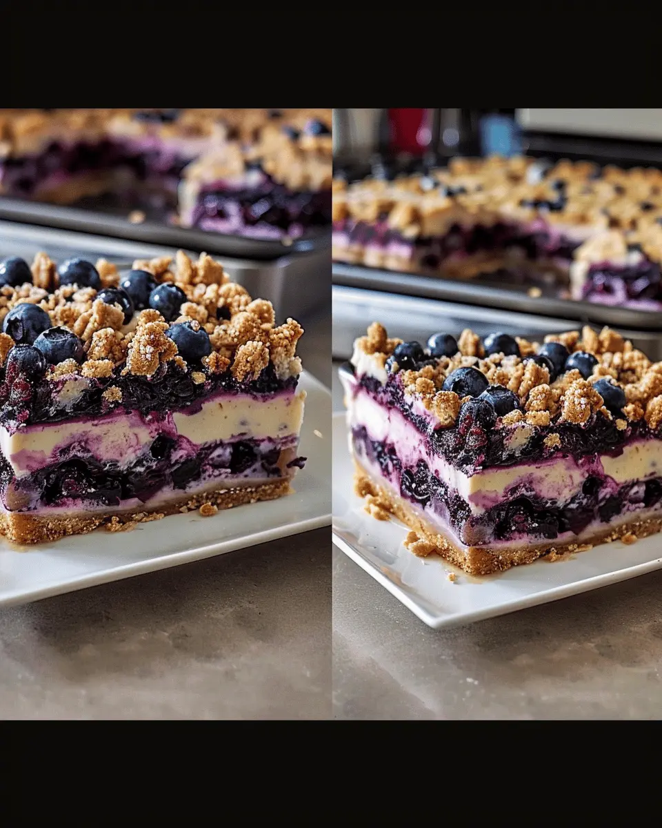 Blueberry Crisp Cheesecake Bars