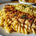 Creamy Garlic Parmesan Chicken with Cheesy Twisted Pasta