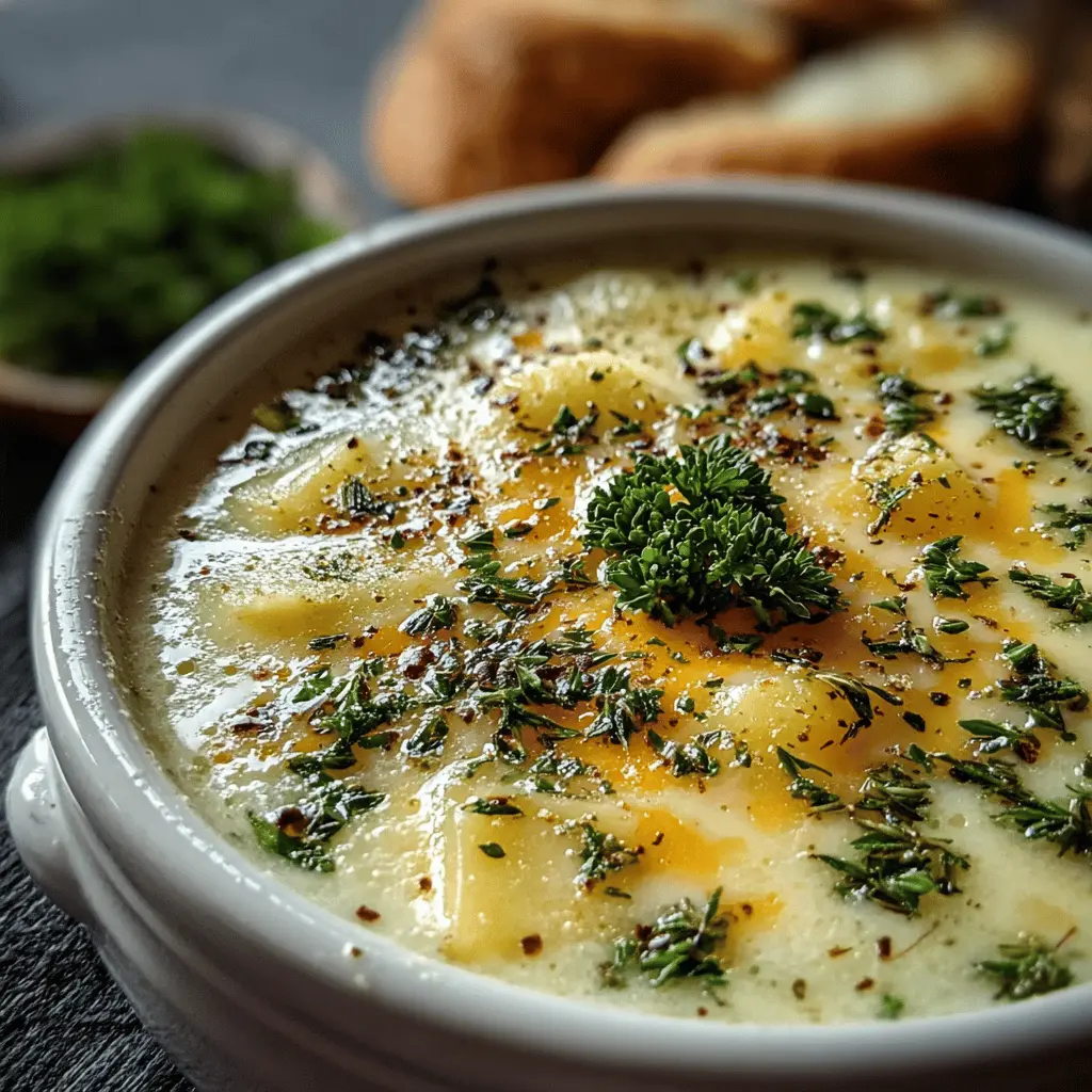 Cheddar Garlic Herb Potato Soup