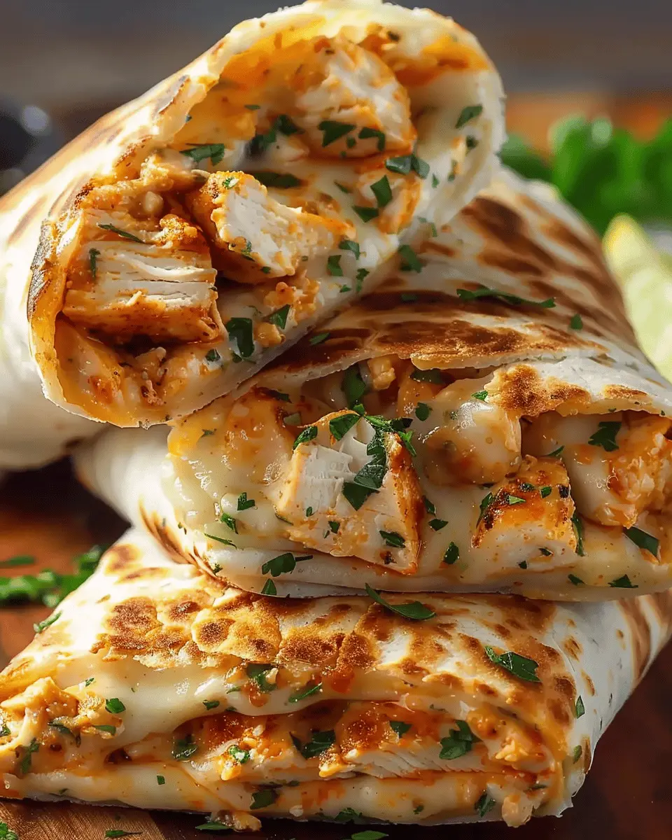 Cheesy Garlic Chicken Wraps