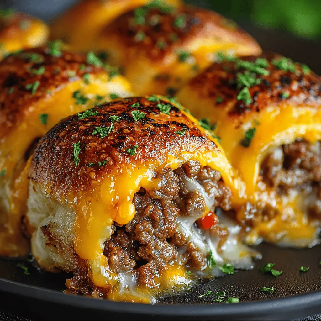Garlic Butter Cheeseburger Rollups Packed with Flavor and Melted Cheese Bliss