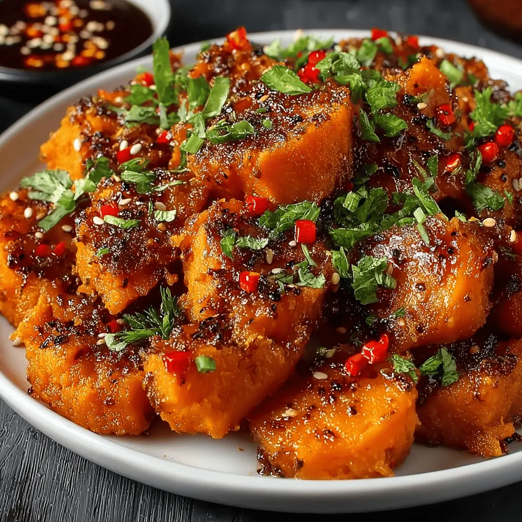 Honey Chili Smashed Sweet Potatoes
