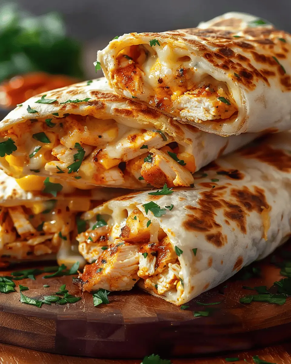 Cheesy Garlic Chicken Wraps