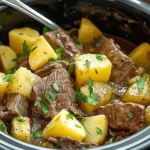 Slow Cooker Steak and Cheddar Potato Casserole