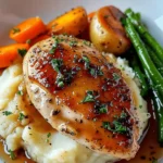 GARLIC HERB CHICKEN WITH MASHED POTATOES AND GLAZED CARROTS