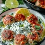 Juicy Greek Chicken Meatballs with Tzatziki