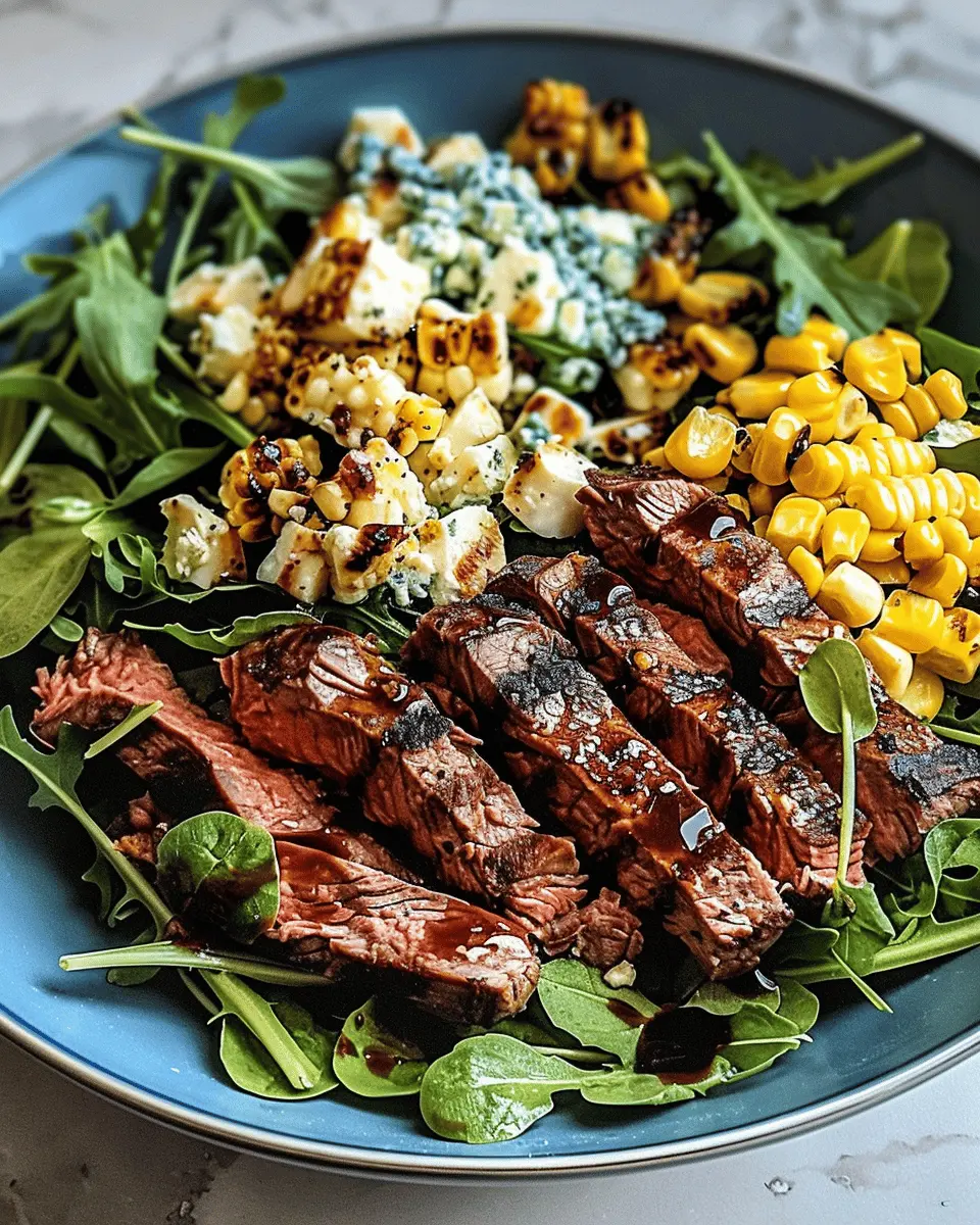 Grilled Balsamic Steak Salad with Gorgonzola & Corn
