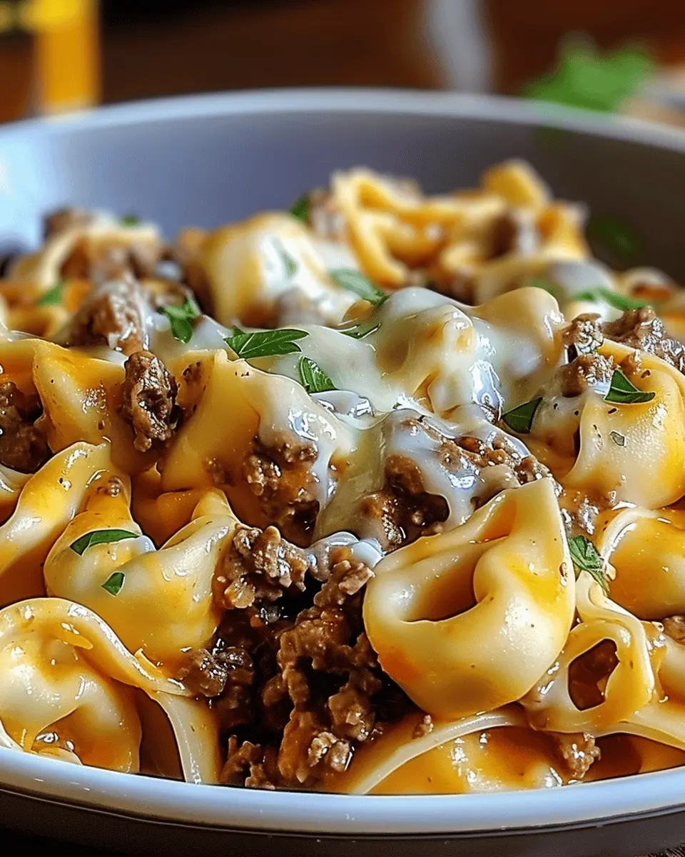 Cheesesteak Tortellini in a Rich Provolone Sauce Delight