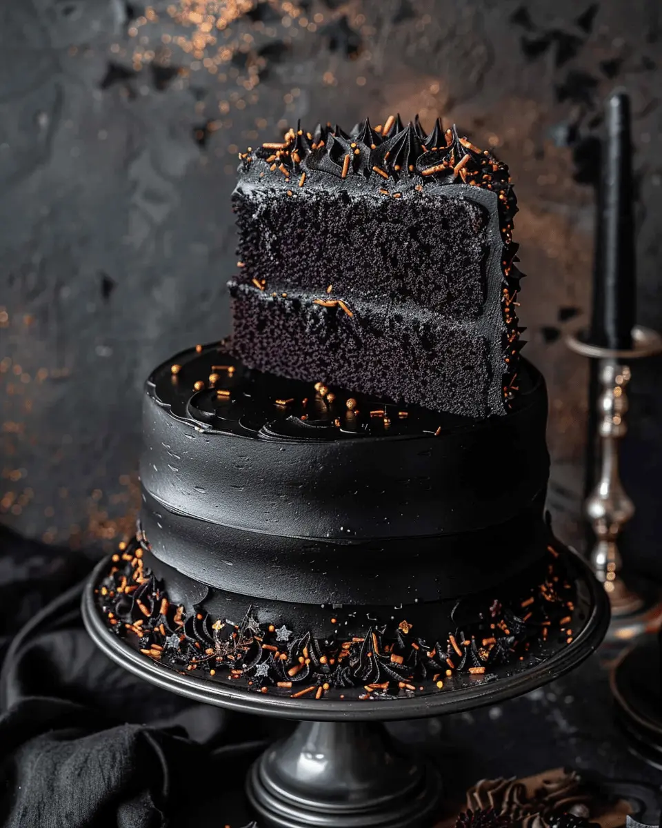 Black Velvet Halloween Cake