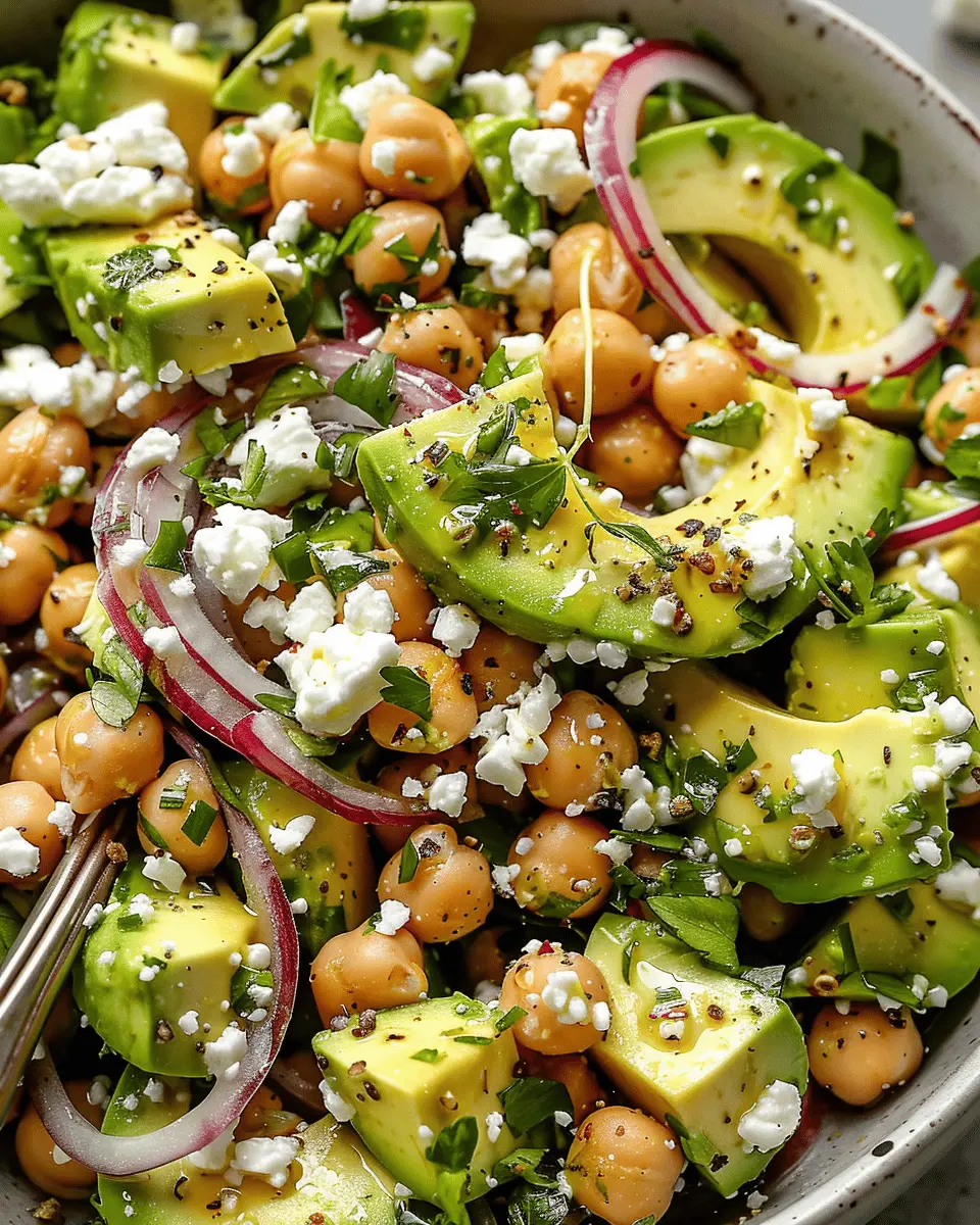 Chickpea Feta Avocado Salad