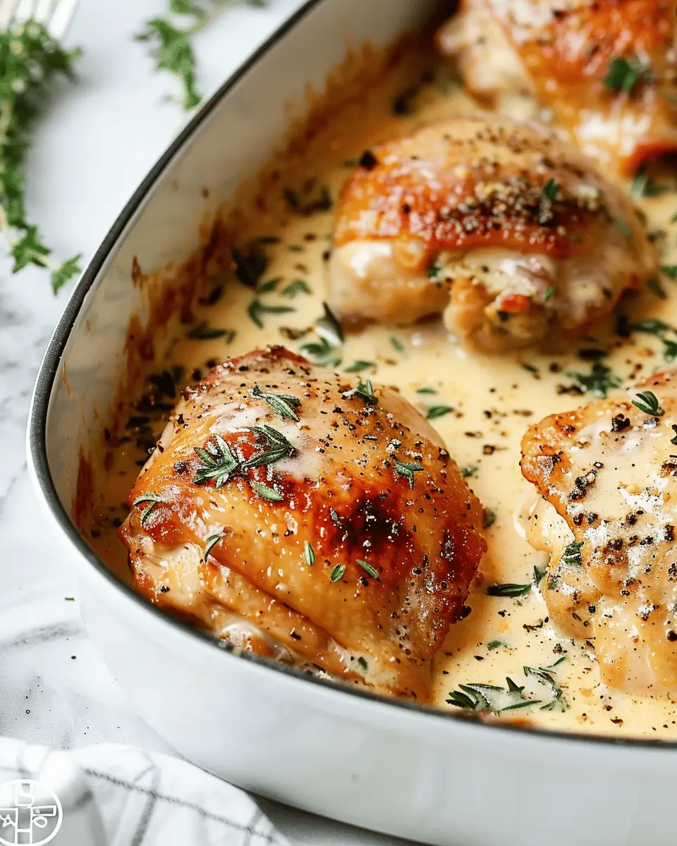 Creamy Oven Baked Chicken Thighs