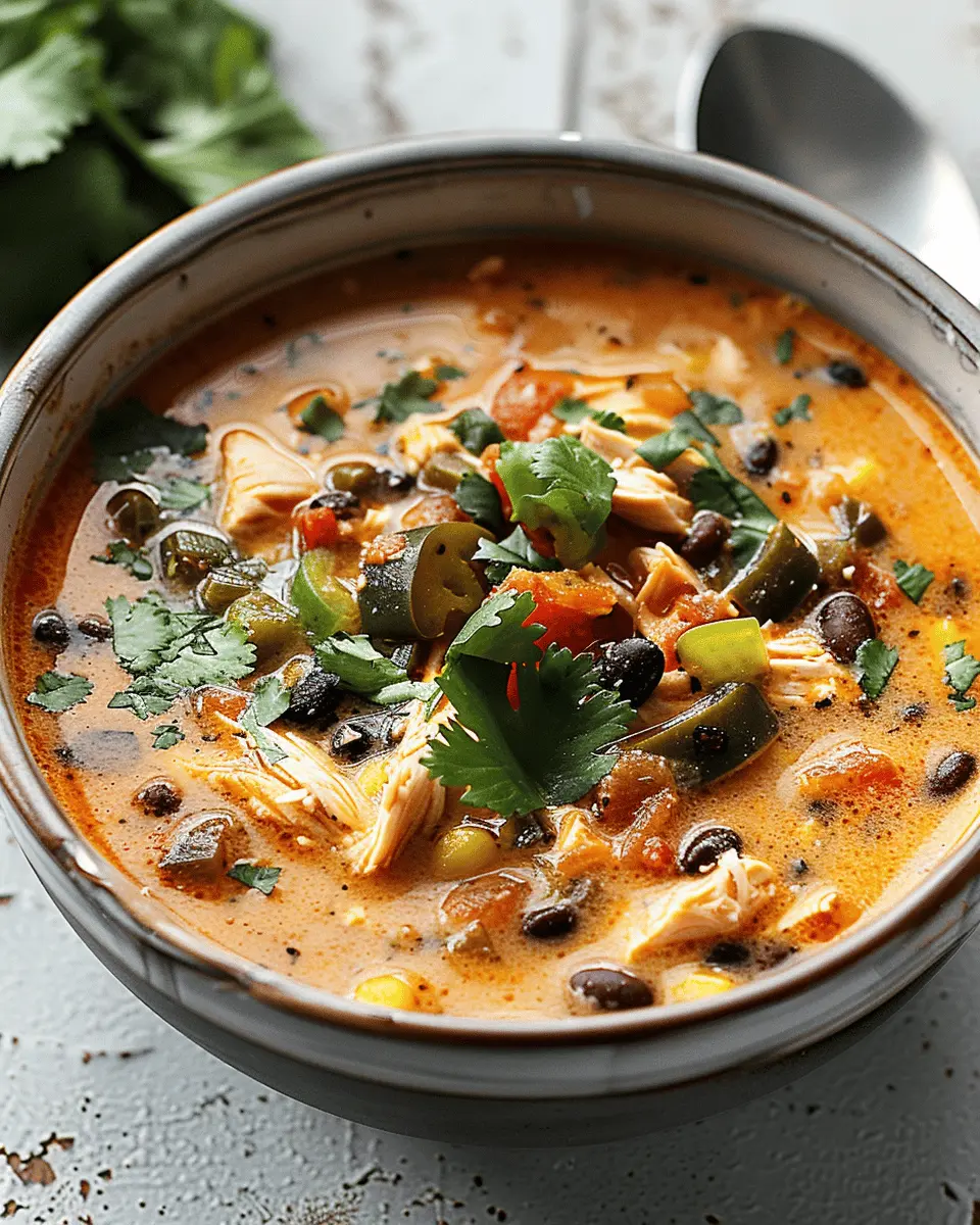 Easy Chicken, Poblano, and Black Bean Soup