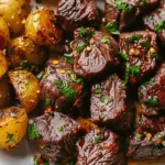 Garlic Butter Steak Bites and Potatoes