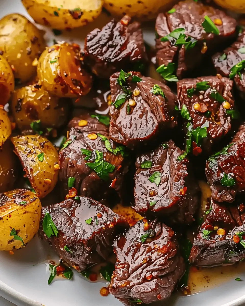 Garlic Butter Steak Bites and Potatoes