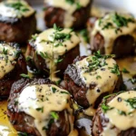Garlic Butter Steak Bites with Parmesan Cream Sauce