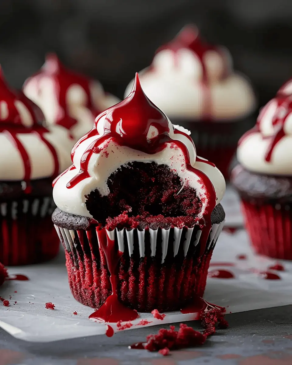 Halloween Vampire Bite Cupcakes
