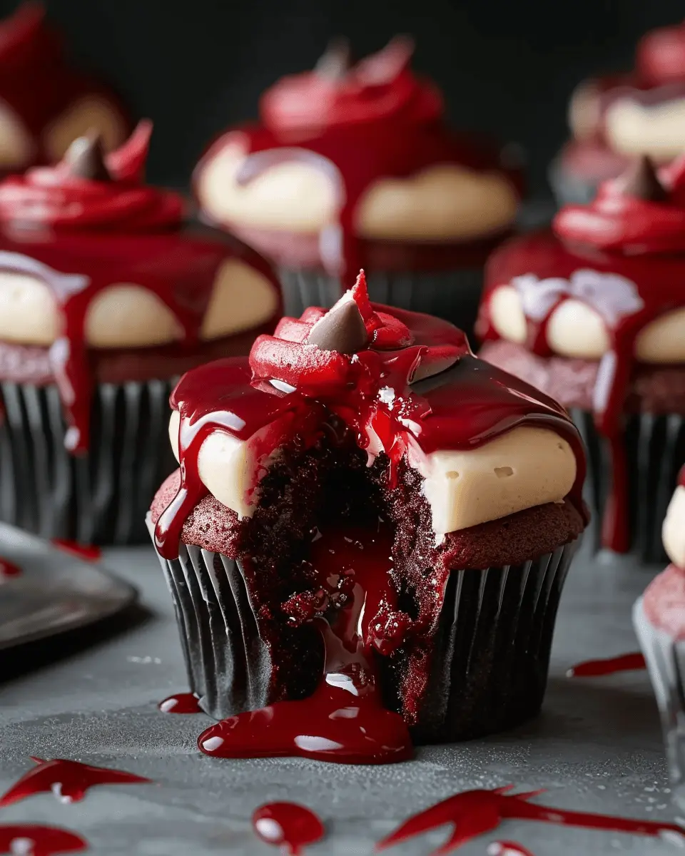 Halloween Vampire Bite Cupcakes