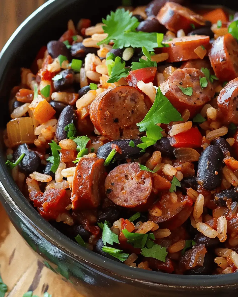 Hearty Black Beans and Rice with Sausage