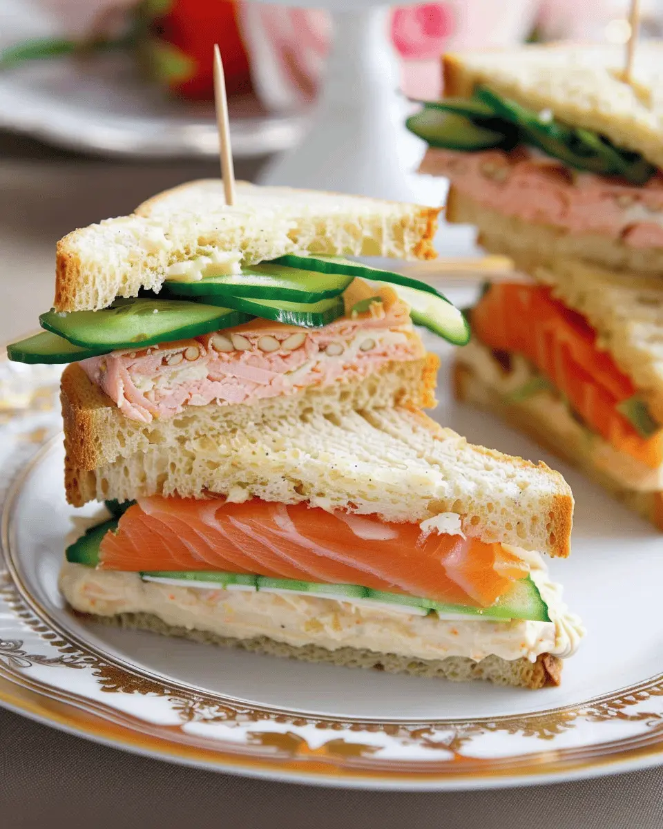 Smoked Salmon, Cucumber & Pickled Ginger Tea Sandwiches