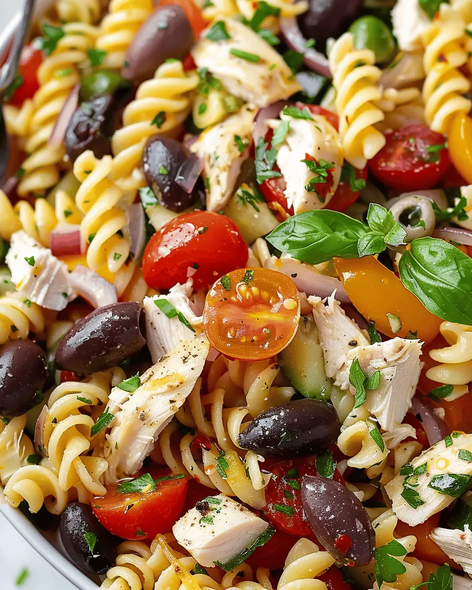 Mediterranean Chicken Pasta Salad
