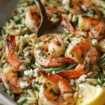 Lemon Feta Orzo Roasted Shrimp