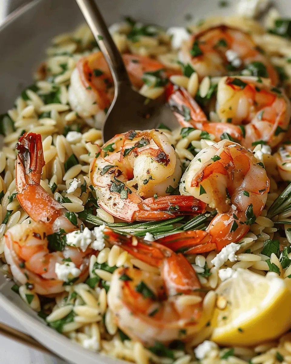 Lemon Feta Orzo Roasted Shrimp