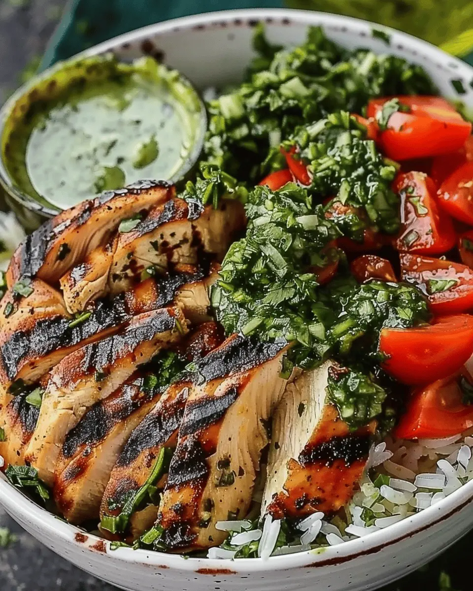 Chimichurri Grilled Chicken Bowl with Garlic Sauce
