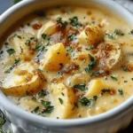 Hearty Cheddar Garlic Herb Potato Soup