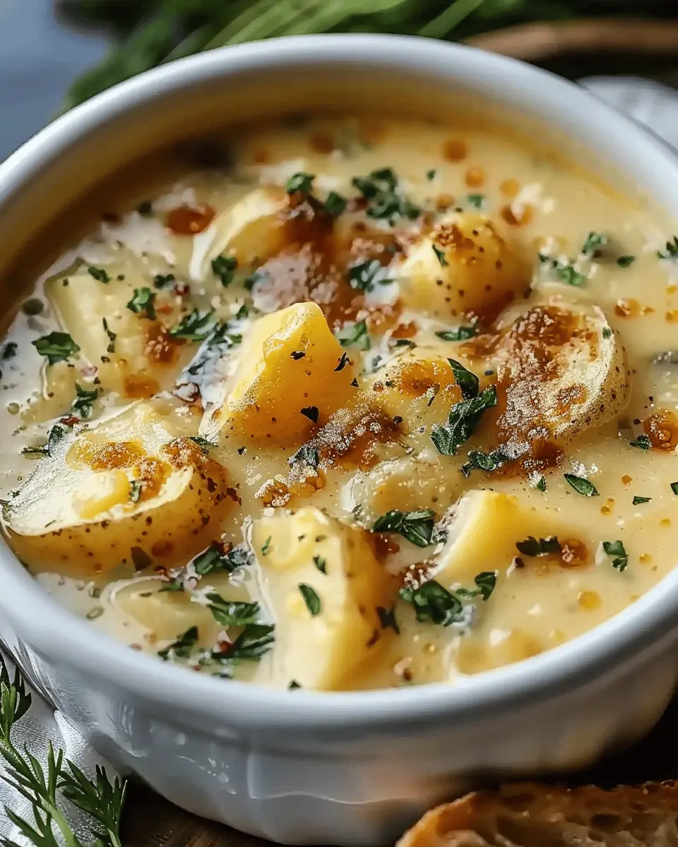 Hearty Cheddar Garlic Herb Potato Soup