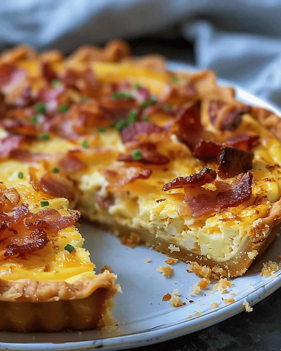 Bacon and Cheese Quiche with Hashbrown Crust
