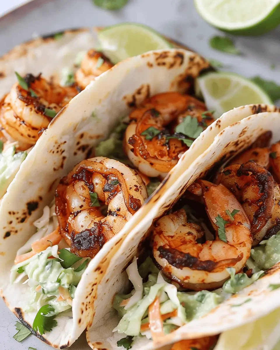 Cilantro Lime Shrimp Tacos with Creamy Slaw