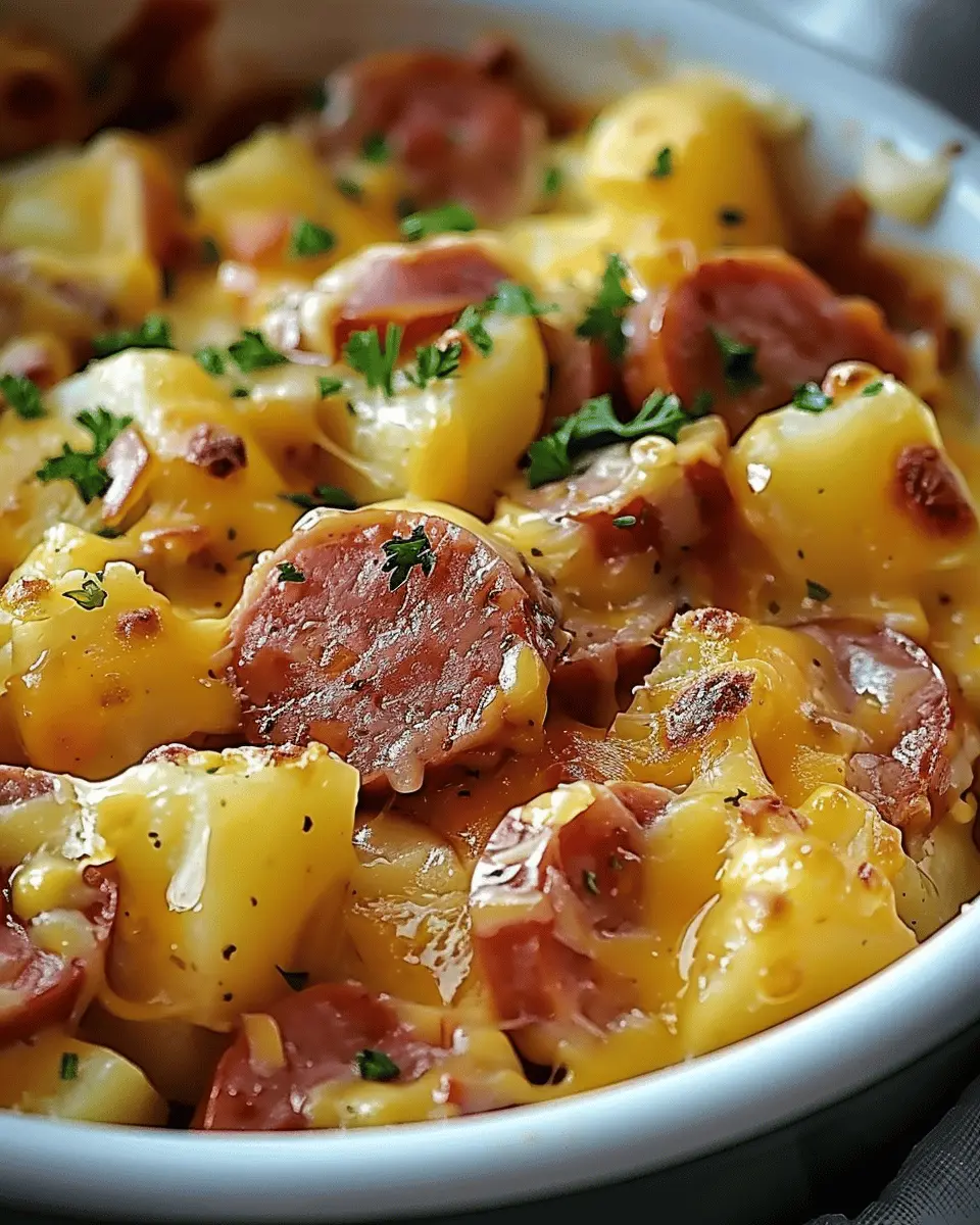 Crockpot Cheesy Potatoes and Kielbasa