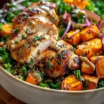 Maple Dijon Chicken & Roasted Sweet Potato Bowls